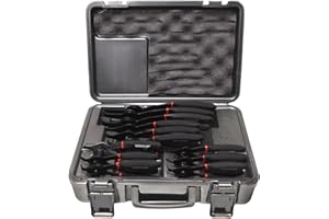 WISEUP 12 Pcs Snap Ring Pliers Set, Heavy Duty Internal/External Circlip Pliers Kit tool, Straight/Bent Jaw Tips with Storage Case for C-Clip Ring Remover