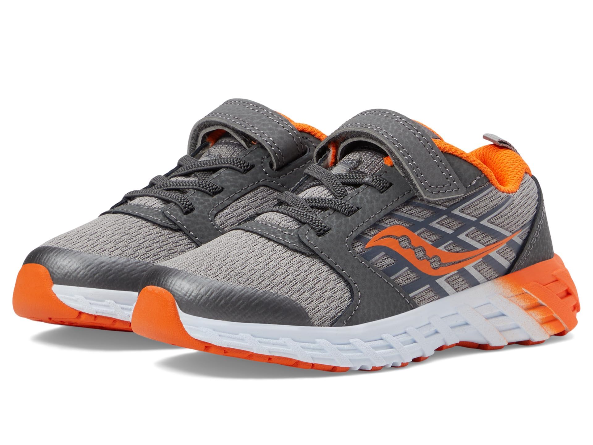 Saucony Wind Alternative Closure 2.0 Sneaker, Grey/Orange, 13 US Unisex Big Kid