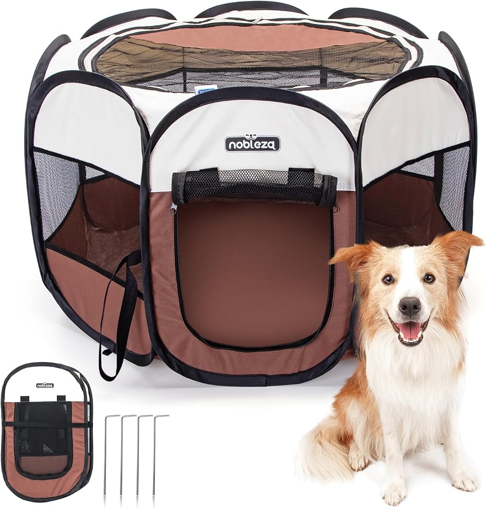 Nobleza Pop Up Pet Playpen 32.3x32.3x22.8in Foldable Portable Outdoor Indoor