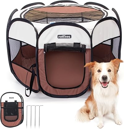 Nobleza Pop Up Pet Playpen 32.3x32.3x22.8in Foldable Portable Outdoor Indoor