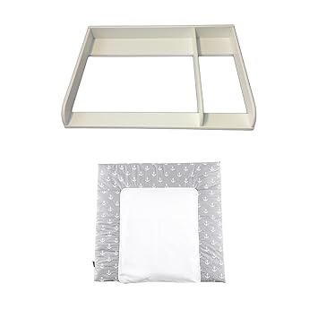 Puckdaddy Wickelaufsatz'XXL Rund & Trennfach - weiß' für IKEA Hemnes + Wickelauflage'Anker'