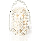 BABEYOND Women's Off White Pearl Clutch Purse - Bucket Beaded Bridal Evening Handbag Formal Reticulated Bag with Inner Bag for Party Wedding