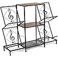 HYCFYJR Record Player Stand with Vinyl Record Storage, Turntable Stand with 4-Tier Vinyl Display Shelf & Metal Frame, Record Holder for Living Room, Rustic Brown