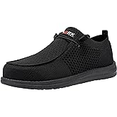 LARNMERN Slip On Steel Toe Shoes Men Lightweight Comfortable Lounging Walking Sneakers Steel Toe Loafers