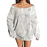 Ythomm Womens Camo Oversized Sweatshirts Off Shoulder Fleece Tops Long Sleeve Maple Leaf Print Fall Pullover Sweaters 2025