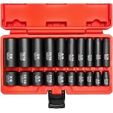 NEIKO 02434A 3/8-Inch-Drive Standard and Deep Impact Socket Set, 6-Point SAE Sizes from 5/16" to 7/8", CrV Steel, 20 Pieces