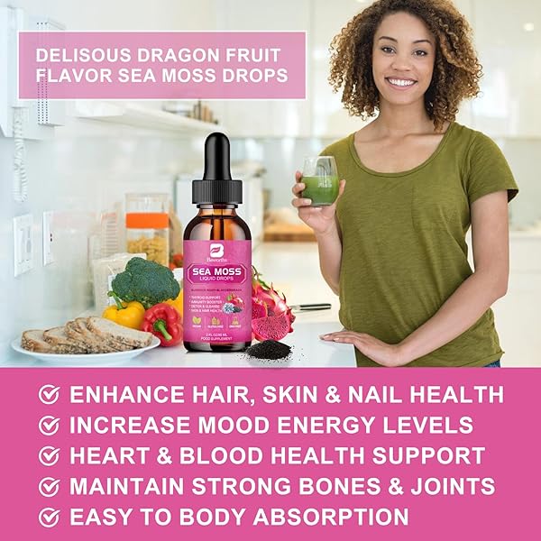 B BEWORTHS SEA MOSS LIQUID DROPS – BLACK SEED OIL & IRISH SEA MOSS GEL WITH BURDOCK ROOT BLADDERWRACK, ELDERBERRY, SPIRULINA, SEAMOSS SUPPLEMENT FOR ENERGY BOOSTER, DIGESTIVE HEALTH – 4 FL OZ, VEGAN