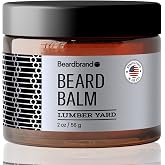 Beard Balm for Men - Utility Balm Travel Pack - Supports Thicker Beard, Lumber Yard Scent, Natural Ingredients Butter Reduces Dryness &amp; Enhances Look - 2 oz