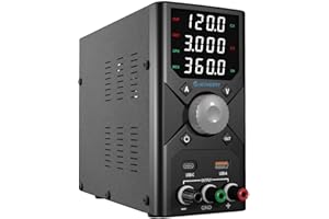 Jesverty DC Power Supply Variable, 0-120V 0-3A Adjustable Switching DC Regulated Bench Power Supply with 20W USB & Type-C Quick-Charge, Encoder Knob, 4-Digit LED Display, Preset Memory - SPS-12003X