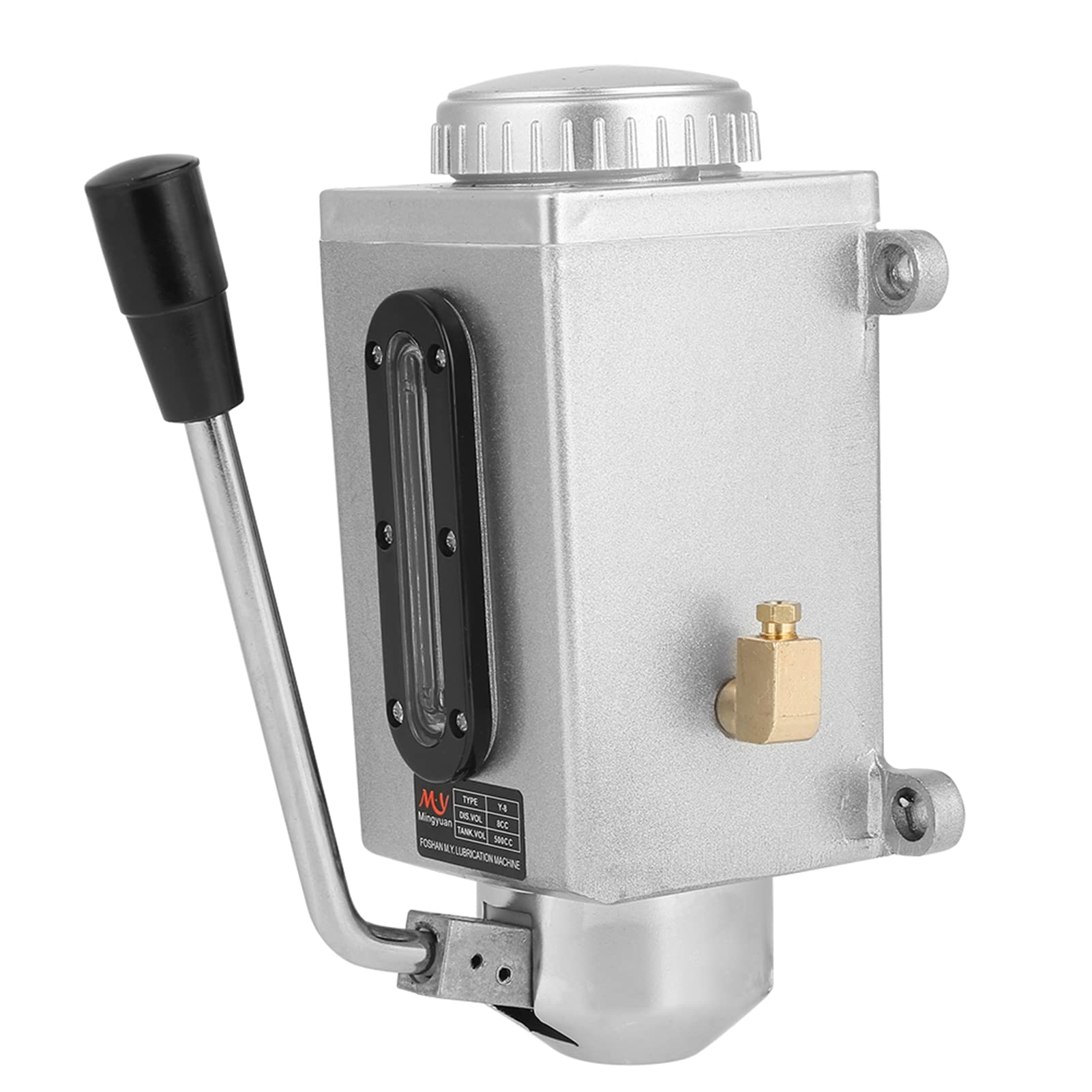 Hilitand 500CC CNC 4mm Manual Lubrication Pump Double Outlet Port Oiler Lubricating Manual Oil Pump Hand Lubrication for Punching Lathe Cutting Milling Machine