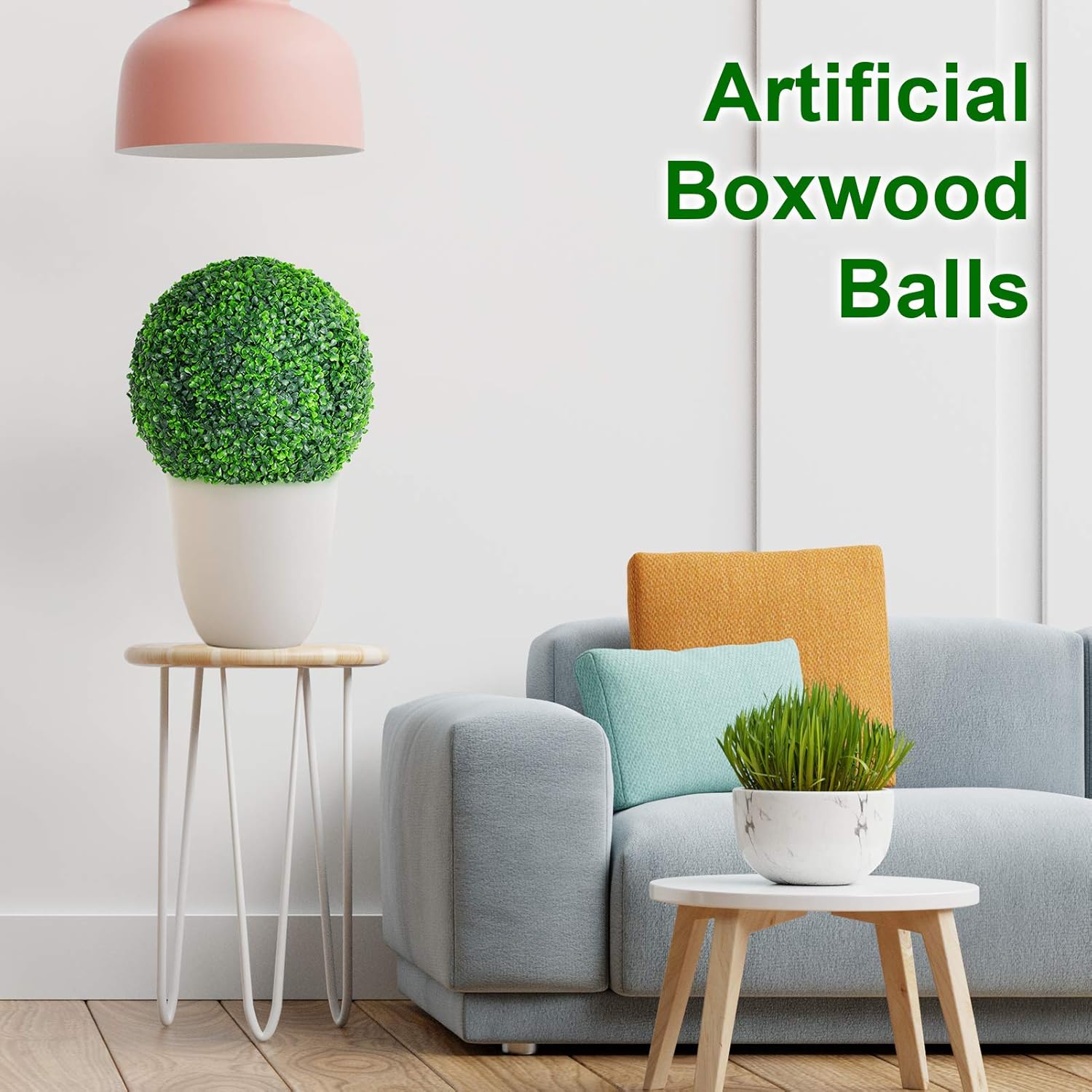 VegasDoggy 2 PCS 19.7 Inch Artificial Boxwood Balls Topiary - UV Protected 4 Layers Faux Plants Decorative Balls for Indoor, Outdoor, Garden, Wedding, Balcony, Backyard and Home Decor -