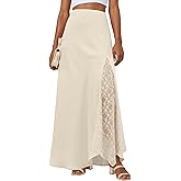 Lepunuo Womens Maxi Skirts Casual Elastic High Waisted Flowy Long Skirts Trendy Cute Skirts