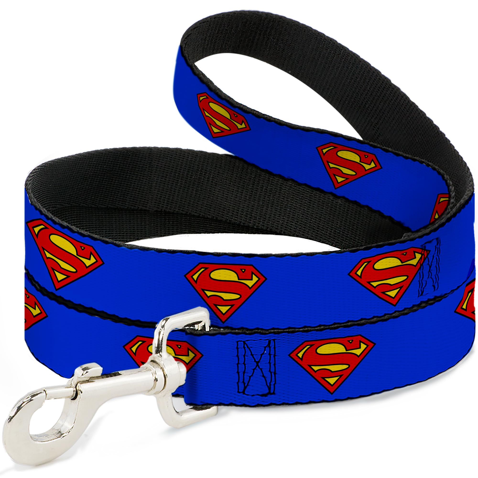 Buckle-Down Dog Leash Superman Shield Blue Available In Different Lengths And Widths For Small Medium Large Dogs and Cats, 6 Feet Long - 1.5" Wide