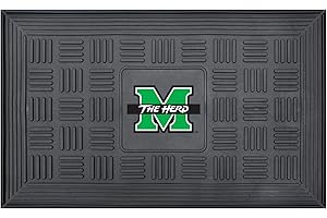 FANMATS 12824 Marshall Thundering Herd Heavy Duty Vinyl Medallion Outdoor Door Mat - 19.5in. x 31in.