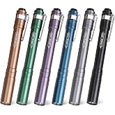 FASTPRO 6-Pack Pen Light, Aluminum LED Penlights with AAA Batteries | Pocket Pen Flashlight with Clip, For Inspections, Repairs, Camping and Emergencies