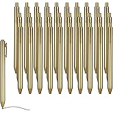 Lusofie 30 PCS Wedding Gold Pen Golden Retractable Plastic Writing Ballpoint Pens, Slim Pens Black Ink 0.5 mm for Wedding Bridal Shower Party Favors Guest Office