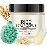 Scalp Scrub with Rice Extract & Hyaluronic Acid, 2-in-1 Exfoliating Shampoo for Hair Treatment, Includes Silicone Scalp Massa