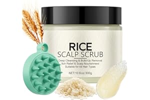 Scalp Scrub with Rice Extract & Hyaluronic Acid, 2-in-1 Exfoliating Shampoo for Hair Treatment, Includes Silicone Scalp Massa