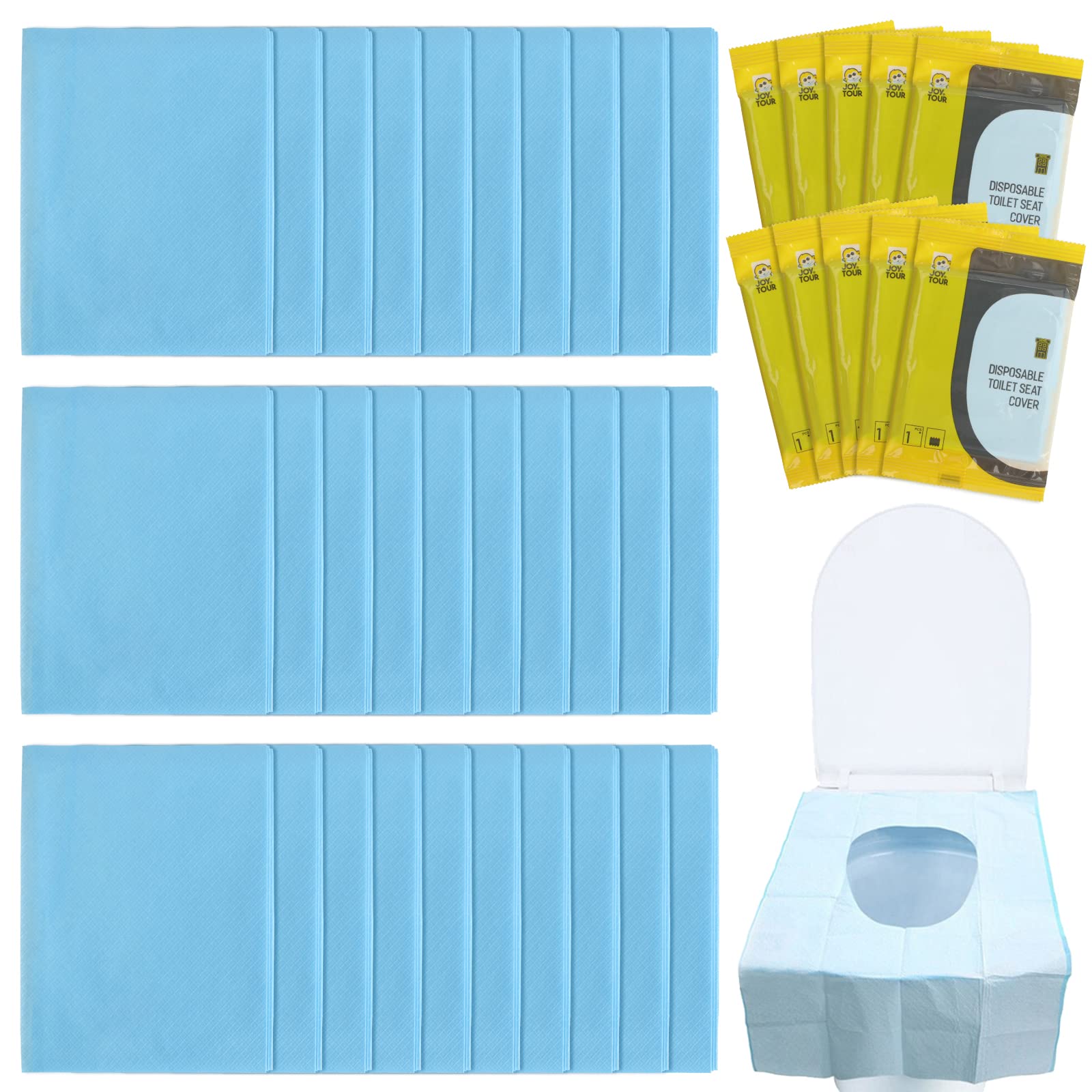 Dadabig 40 PCS Disposable Toilet Seat Cover, Toilet Seat Paper Pads Flushable Paper Toilet Seat Covers for Travel Universal Size Disposable Toilet Covers for Adults and Kids Use in Public Toilet, Blue