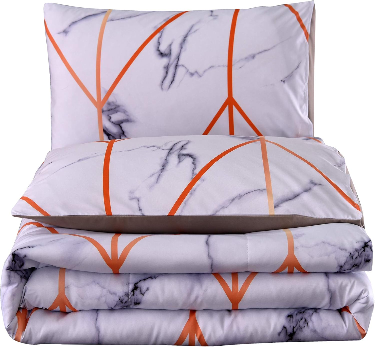 A Nice Night Closure-Printed Geometric Pattern,Grey Abstract Bedding Marble Ultra Soft Comforter Set Bed-in-a-Bag,Queen (Geo-Grey, Queen)