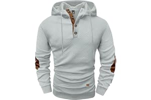 Ryehack Men's Hoodies Pullover Casual Long Sleeve Stand Collar Button Pullover Sweatshirts Color Block Pullover