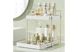 HAVEDAWN Bathroom Organizers and Storage, Make up Organizer Countertop, Drawable 2-Tier Vanity Tray, Multi-Purpose Bathroom Countertop Storage for Perfum Skincare Vanity Cosmetics