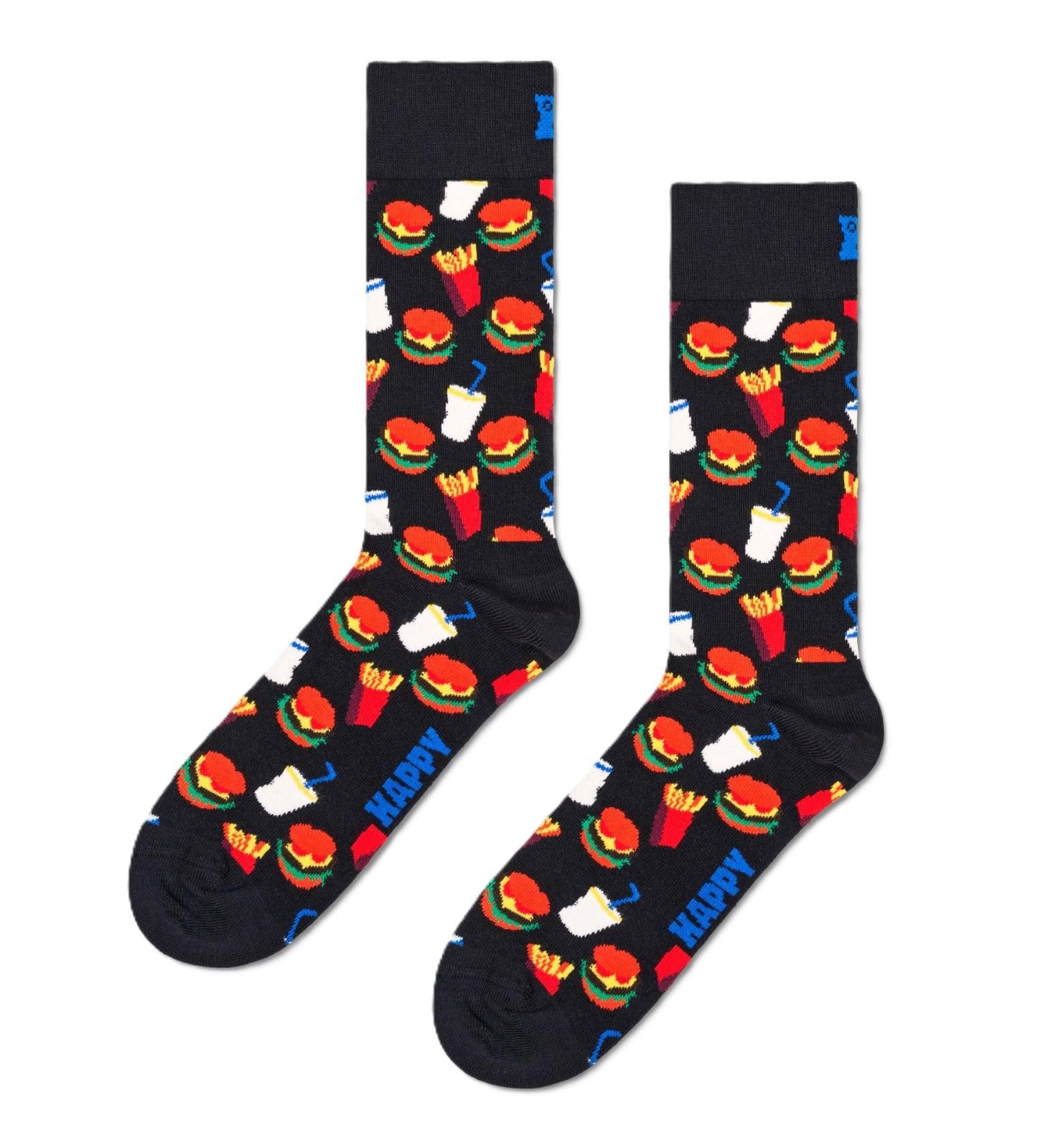 Happy Socks, Crew Socks, Hamburger Sock for Men and Women, Size 41-46