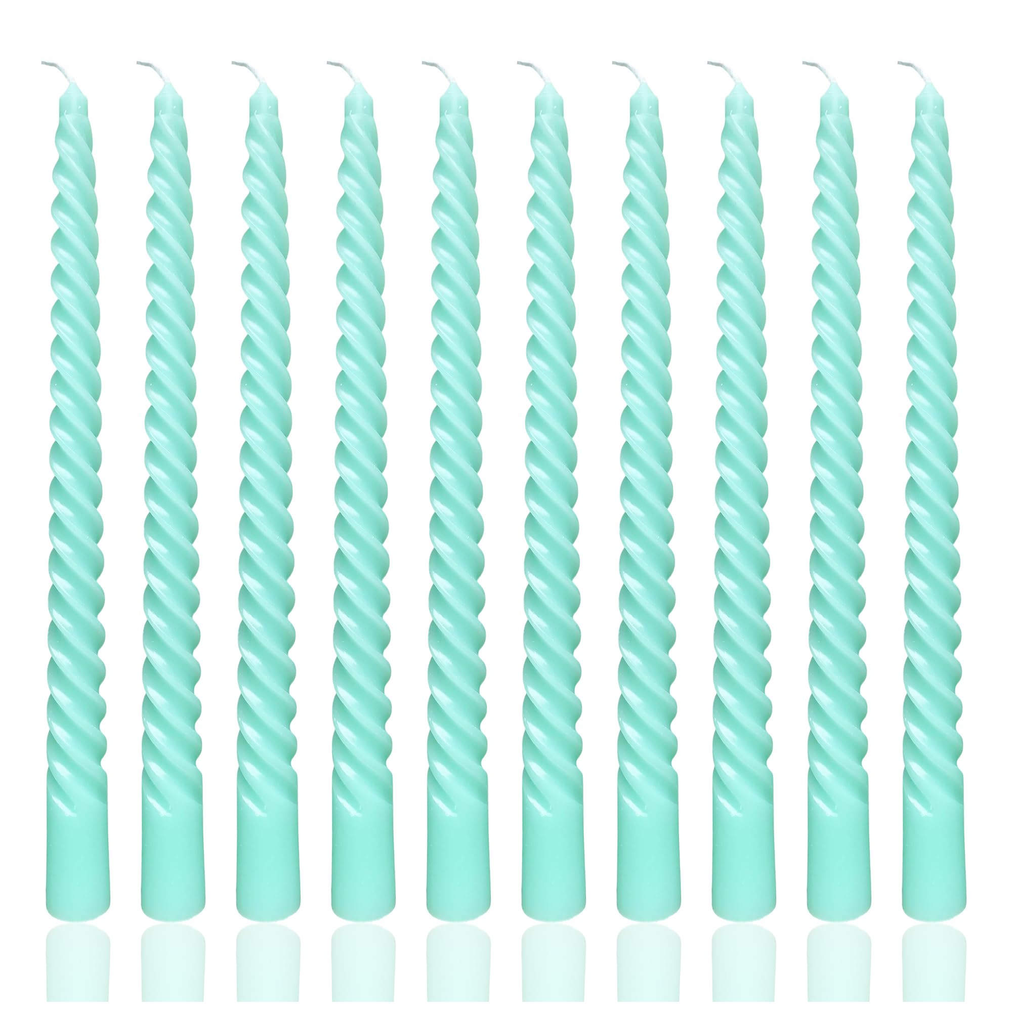 Photo 1 of 10 Inch Turquoise Green Taper Candle Set, 10 Pack Unscented Dripless Candlesticks for Family Dinner Parties Home Decoration Picnic