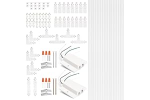 H Track Lighting Rails Kit - iCreating 52.5ft White Track Lighting Tracks 3 Wire with Floating Canopy Connector, L Connector, I and T Connectors for Single Circuit H Type LED Tracks Light Head Fixture