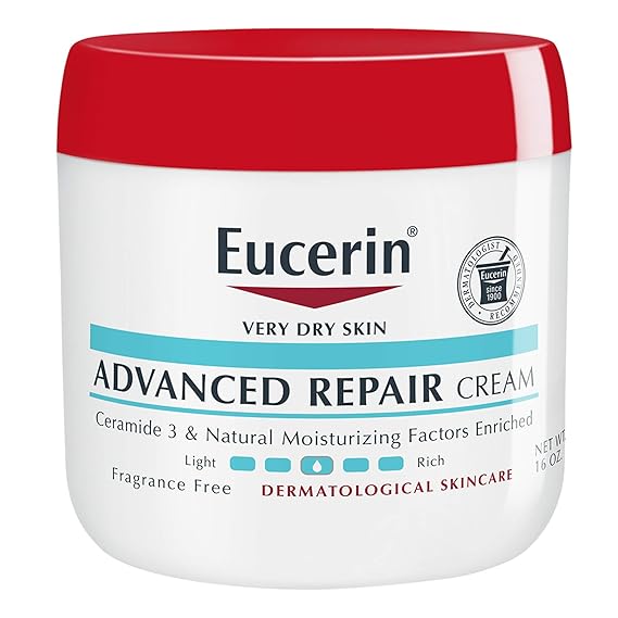 Eucerin Advanced Repair Cream - Fragrance Free, Full Body Lotion for Very Dry Skin - Use After Washing With Hand Soap - 16 oz. Jar