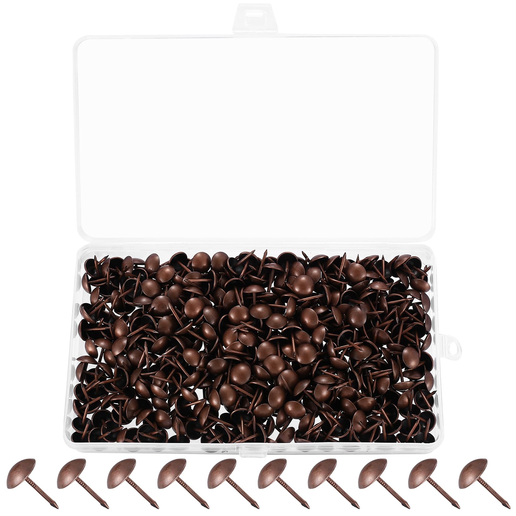 Tenbrachian 580 PcsUpholstery Tacks, Antique Upholstery Pins, Brown Upholstery Nails, Vintage Decorative Thumb Tacks, Round Head Furniture Thumbtacks Push Pins for Wood Sofa(Brown)