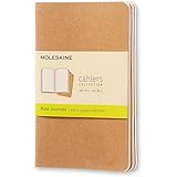Moleskine Cahier Journal, Soft Cover, Pocket (3.5" x 5.5") Plain/Blank, Kraft Brown, 64 Pages (Set of 3)