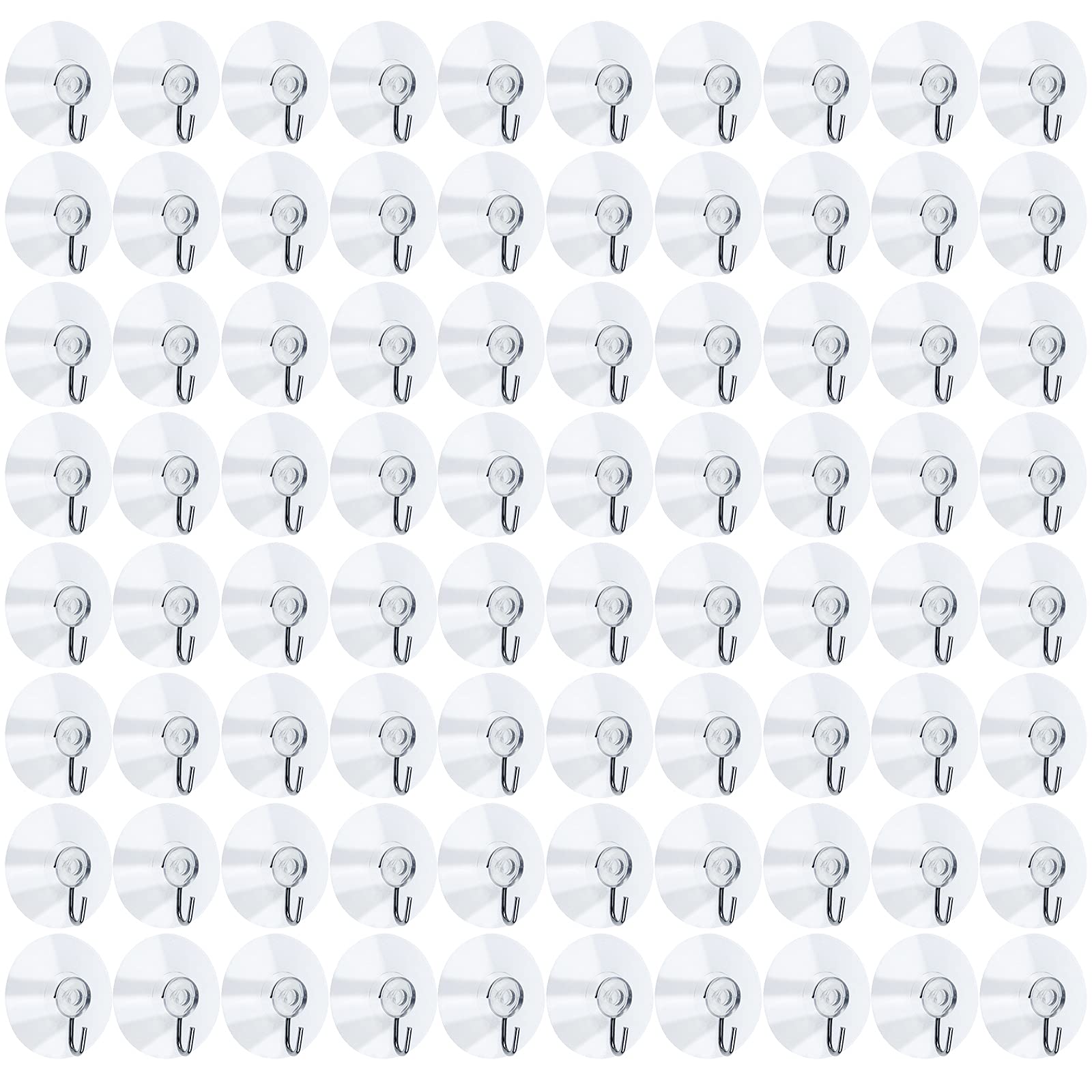 Yesland 80 Pcs Bathroom Kitchen Suction Cup Wall Hooks Hangers - Plastic Reusable Clear Sucker Pads and Utility Hooks - Practical Hanging Supplies for Wall Door Glass Window in Kitchen, Bathroom 45 mm