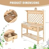 TANGZON Wooden Potting Bench Table with Trellis & Storage 120x43x150cm view 6