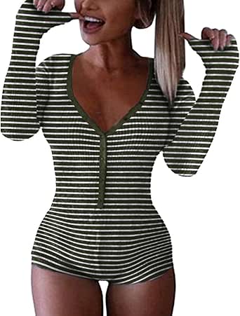 womens plunge v neck bodycon knit sleepwear bodysuit short romper