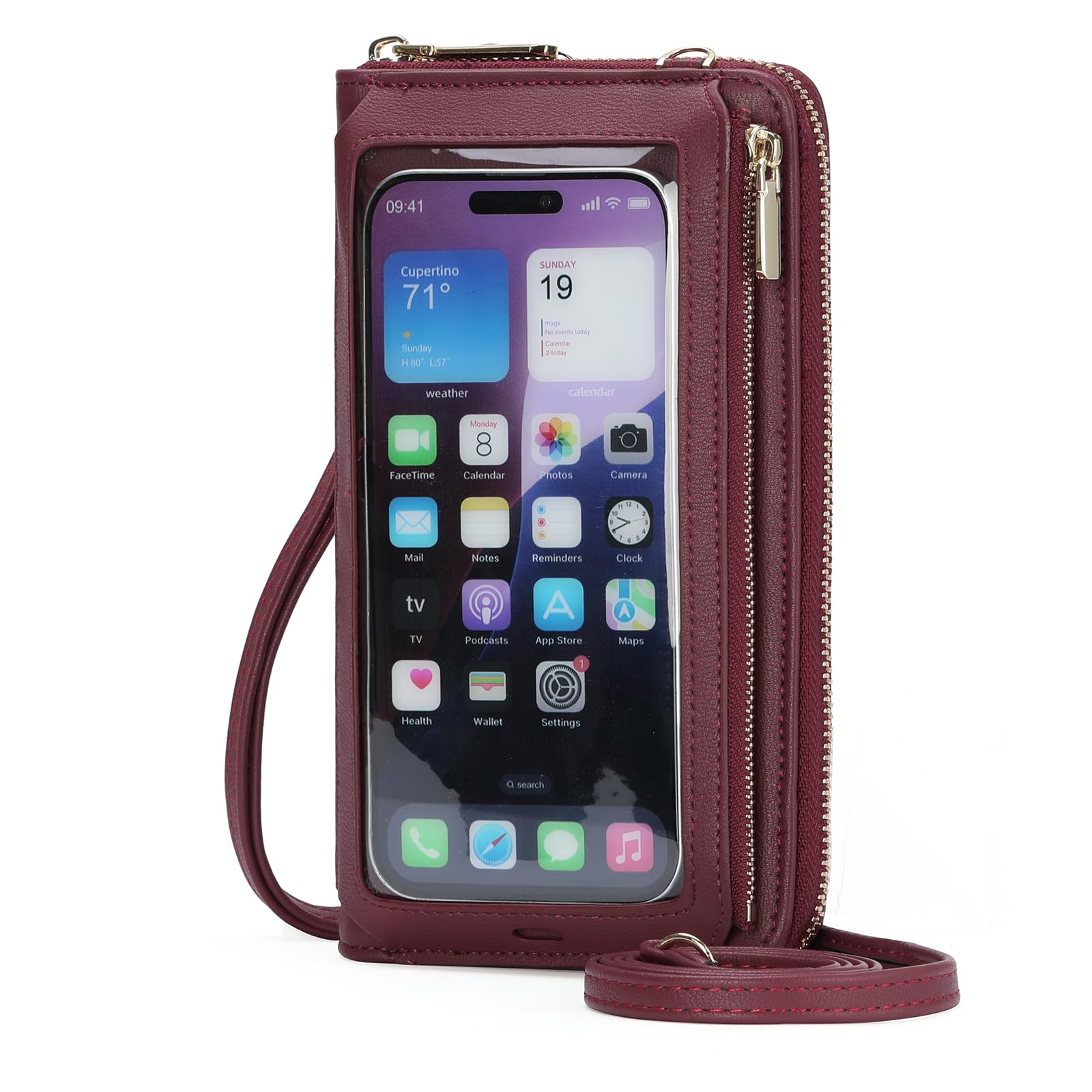 Photo 1 of GOIACII Phone Purse Crossbody Bags for Women Small Travel Wallet Touch Screen RFID Blocking Red