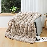 UKELER Faux Fur Throw Blanket Plush Thick Fleece Blanket Fluffy Cozy Soft Warm Blankets Throws for Bed, Couch, Sofa, Office, Camping 50''x60'' Camel