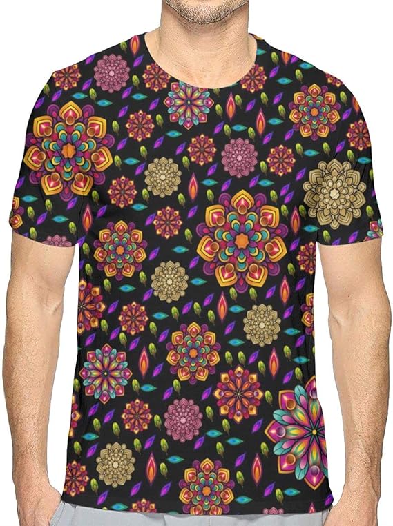 Amazon Co Jp 花柄 メンズ Tシャツ 半袖 創意デザイン 3dプリント 春夏 お洒落 吸水速乾 薄手 上着 服 ファッション小物