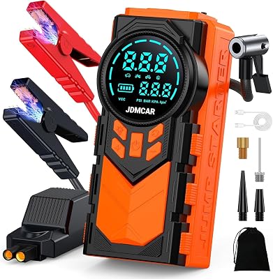 Arrancador de Baterias Coche Compresor -4 en 1 con Pantalla LCD