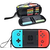 JIRAIKEI Gamer Pencil Case for Boys, Large Boys Pencil Pouch for Kids Teens School, Big Capacity Pen Box Pen Bag Organizer with 2 Compartments & Zipper