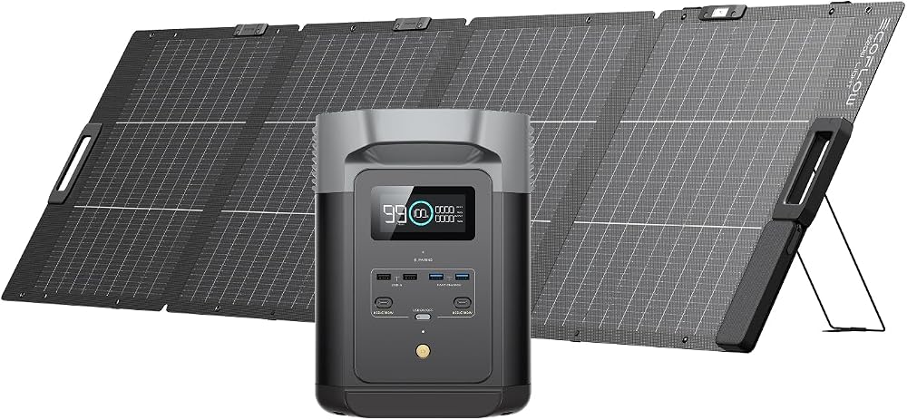 EF ECOFLOW Delta 2 and 220W Solar Panel Bundle 1-3kWh Expandable
