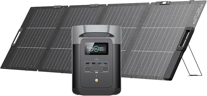 EF ECOFLOW Delta 2 and 220W Solar Panel Bundle 1-3kWh Expandable