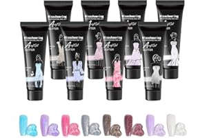 RoseFlower Pearl Glitter Poly Nail Gel Set 8 Colors Poly Nail Extension Gel Kit Builder Nails Enhancement Gel for Beginner Professional French Art Design Salon DIY at Home #2