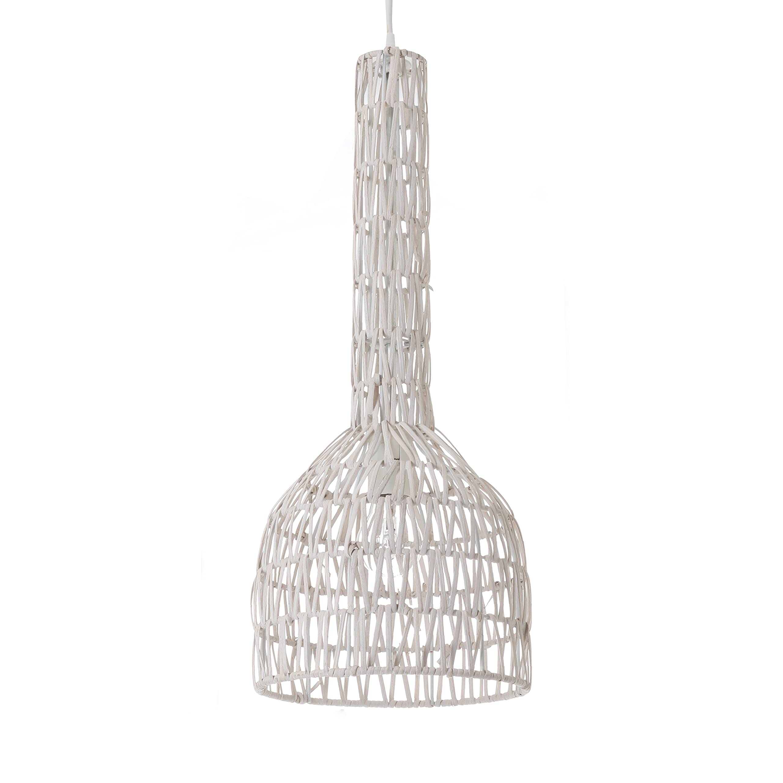 Lussiol 250279 Suspension, Rattan, White, Diameter 23 x H 60 cm
