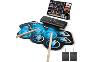 JoyKey Electric Drum Set,9-Pad Kids Electronic Drum Set with Headphone Jack,Roll-up Drum Pad Machine Built-in Speaker,Drum Sticks and Drum Pedals,Kids drum sets for Age 3+ Year up