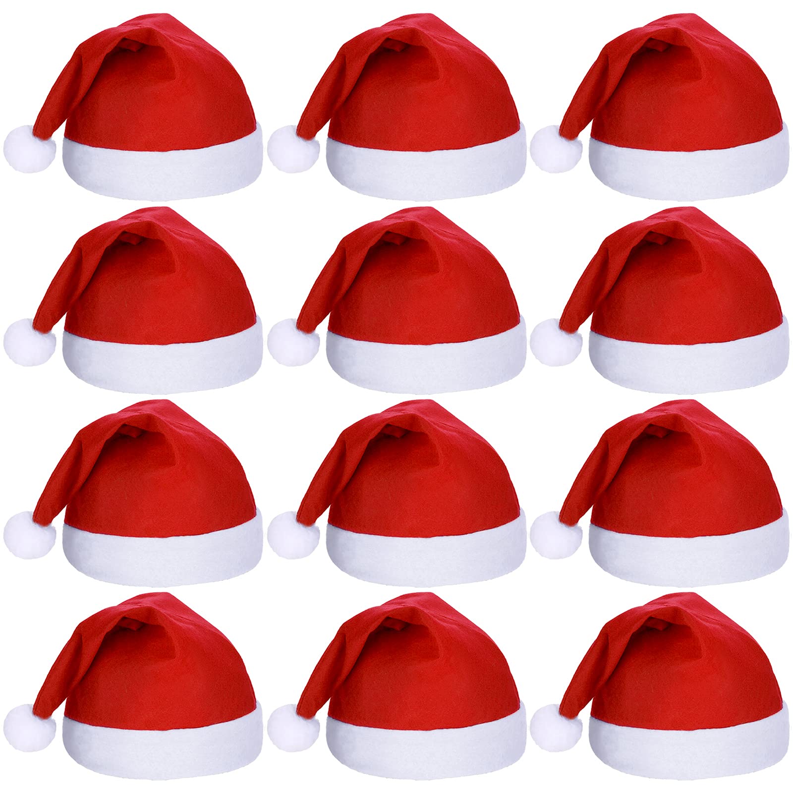 SATINIOR 12 Pieces Santa Hats Christmas Non Woven Fabric Hat for Holidays Xmas Party Supplies (Green and Red)