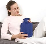Samply Hot Water Bottle 2L with Knitted Cover Navy Blue view 2