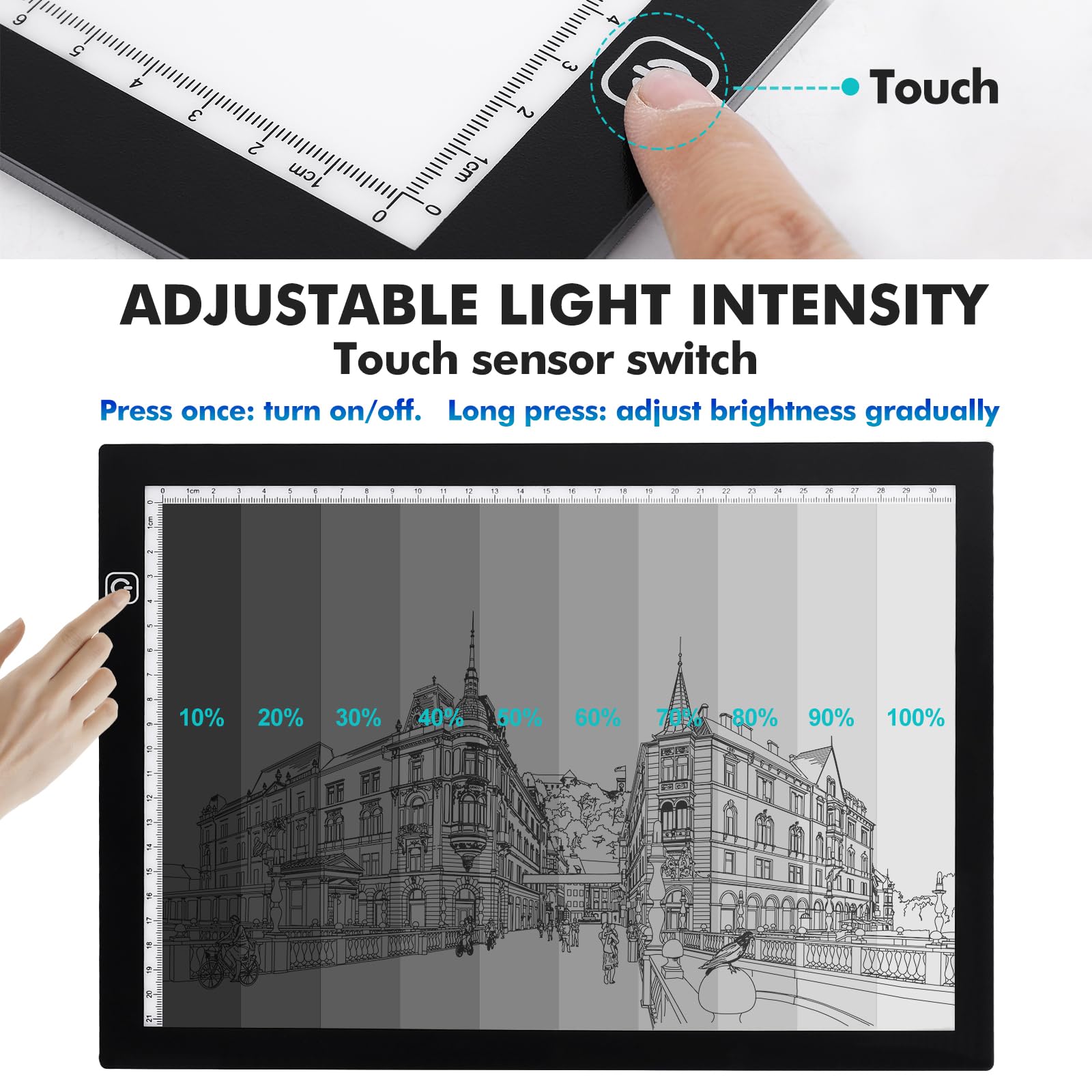 Dorhui A4 Light Pad for Weeding Vinyl, LED Copy Board Light Tracing Box Ultra-Thin Adjustable USB Power for Vinyl Weeding Tools, Silhouettes, Cameos, HTV