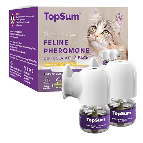 TopSum Cat Calming Plug-in: Premium Cat Pheromone Diffuser - Cat Plug In Calmer - Pet Calming Plug In - Promotes Relaxation & Well-Being, 2 Pack (Purple)