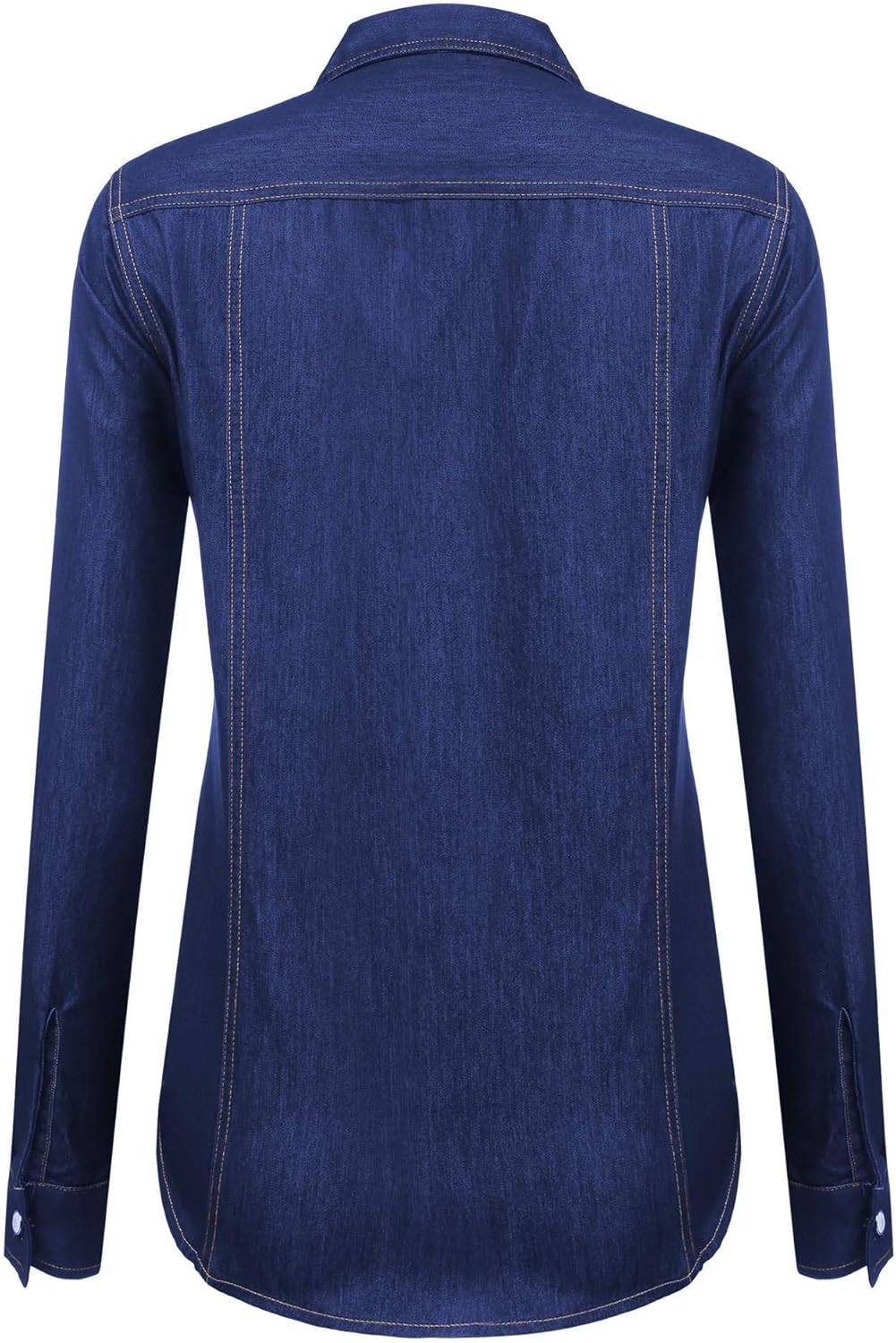Chainscroll Women's Chambray Shirt Classic Vintage Long Sleeve Button Down Denim Shirt: Clothing